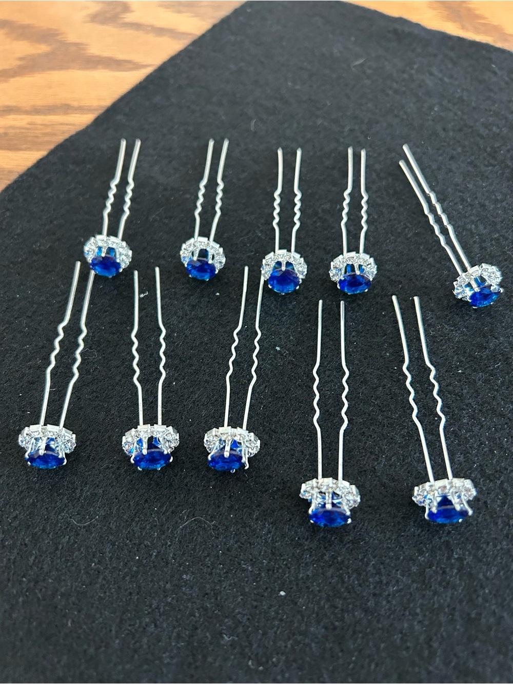Rhinestone Blue Crystal Hair Pins - Elegant Bridal Hair Accessories